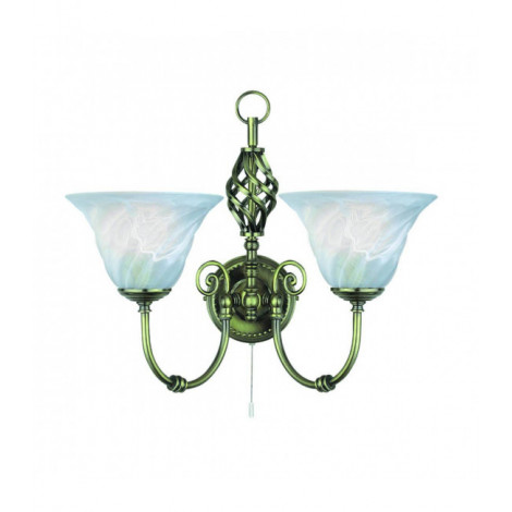 Applique 2 ampoules Cameroon, en laiton antique et verre marbré|Appliques murales|Luminaire Center