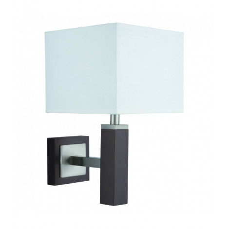 Applique Waverley, en argent satiné et bois avec abat-jour blanc|Appliques murales|Luminaire Center