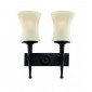 Applique 2 ampoules Cartwheel, en fer forgé noir et verre scavo|Appliques murales|Luminaire Center