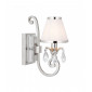 Applique Oksana, nickel poli, pampilles cristal, abat-jour blanc|Appliques murales|Luminaire Center