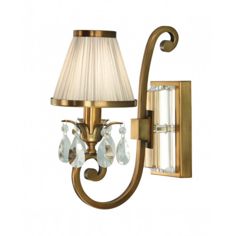 Applique Oksana, laiton antique, pendeloques cristal, abat-jour beige|Appliques murales|Luminaire Center