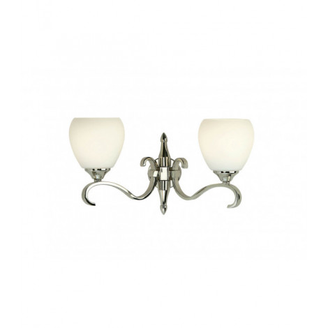 Applique 2 ampoules Columbia, nickel et verre opale|Appliques murales|Luminaire Center