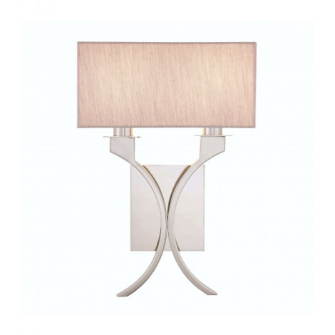 Applique 2 ampoules Vienna, nickel, abat-jour beige|Appliques murales|Luminaire Center