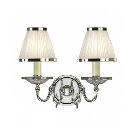 Applique Tilburg, nickel poli, 2 abat-jours blancs|Appliques murales|Luminaire Center