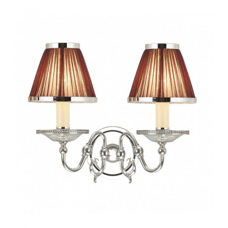Applique Tilburg, nickel poli, 2 abat-jours chocolat|Appliques murales|Luminaire Center