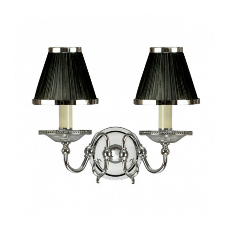 Applique Tilburg, nickel poli, 2 abat-jours noirs|Appliques murales|Luminaire Center