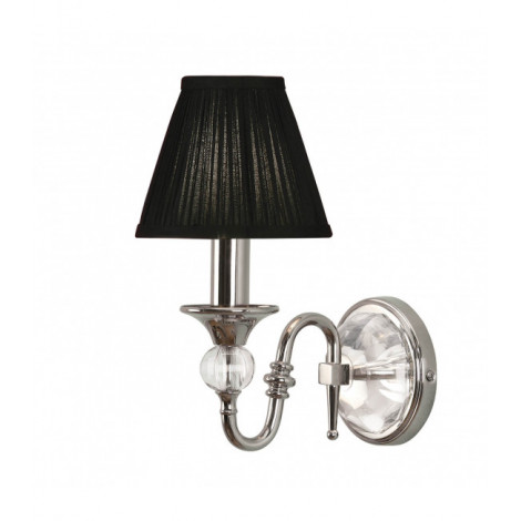 Applique Polina, nickel et cristal, abat-jour noir|Appliques murales|Luminaire Center