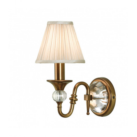 Applique Polina, laiton antique et cristal, abat-jour beige|Appliques murales|Luminaire Center