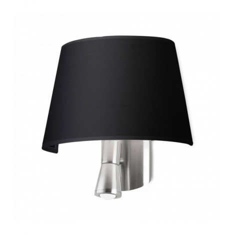 Applique Balmoral avec liseuse, nickel satiné et abat jour noir|Appliques murales|Luminaire Center