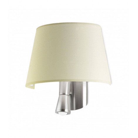Applique Balmoral avec liseuse, nickel satiné et abat jour beige|Appliques murales|Luminaire Center