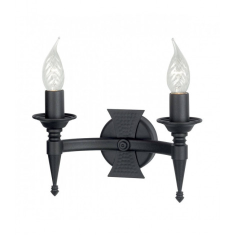 Applique Saxon, fer forgé, noir, 2 ampoules|Appliques murales|Luminaire Center