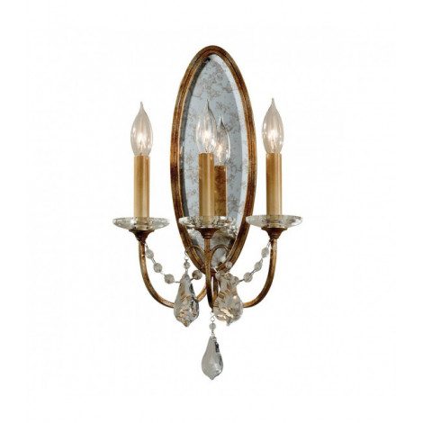 Applique bronze oxydé, décors en cristal, 3 éclairages|Appliques murales|Luminaire Center