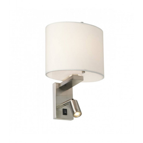 Applique Belmont, nickel brossé, abat-jour blanc, LED et ampoule E14|Appliques murales|Luminaire Center