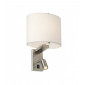 Applique Belmont, nickel brossé, abat-jour blanc, LED et ampoule E14|Appliques murales|Luminaire Center