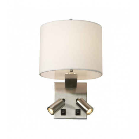 Applique Belmont, nickel brossé, abat-jour blanc, 2 LED et ampoule E14|Appliques murales|Luminaire Center