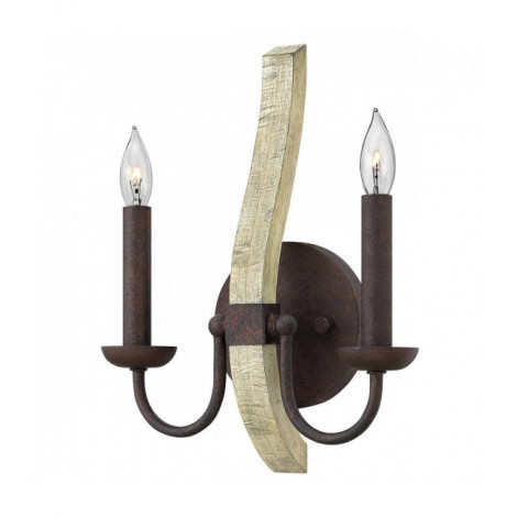 Applique Middlefield, fer et bois, 2 ampoules|Appliques murales|Luminaire Center