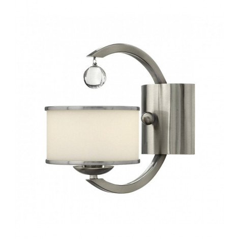 Applique Monaco, nickel brossé, verre opale et cristal, 1 ampoule|Appliques murales|Luminaire Center
