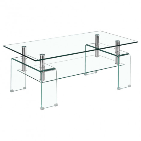 Table basse L. 100 cm avec double plateau en verre trempé - ICE|Table Basse|Meuble et moi