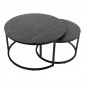 Tables basses gigognes rondes céramique gris marbré pied métal – OXY|Table Basse|Meuble et moi
