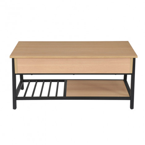 Table basse plateau relevable décor bois chêne et métal noir - GALILEO|Table Basse|Meuble et moi