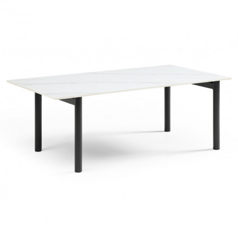 Table basse 120x60 cm céramique blanc marbré pieds droits - NEVADA 09|Table Basse|Meuble et moi