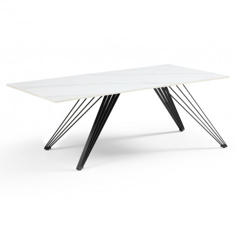 Table basse 120x60 cm céramique blanc marbré pieds filaires - NEVADA 01|Table Basse|Meuble et moi