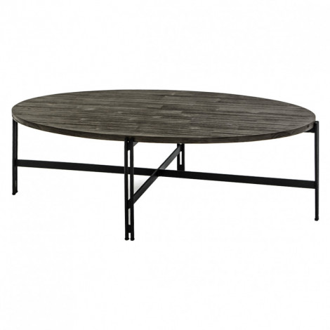 Table basse ovale en bois d'acacia cendré avec piètement métal - KUBI|Table Basse|Meuble et moi