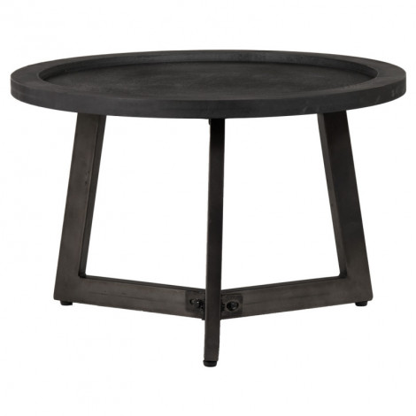 Table basse D. 70 cm plateau effet ardoise et pieds métal noir - BLACK|Table Basse|Meuble et moi