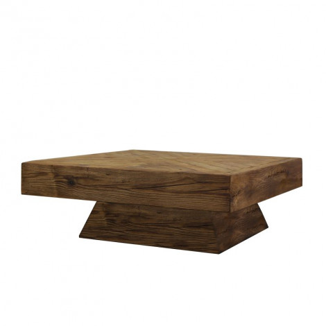 Table basse carré 100 cm en bois recyclé et pied trapèze - CHALET|Table Basse|Meuble et moi