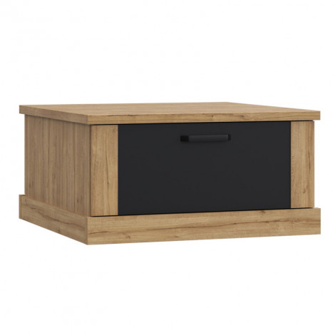 Table basse carrée 85 cm 2 tiroirs décor chêne et noir mat - FARM|Table Basse|Meuble et moi