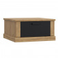 Table basse carrée 85 cm 2 tiroirs décor chêne et noir mat - FARM|Table Basse|Meuble et moi
