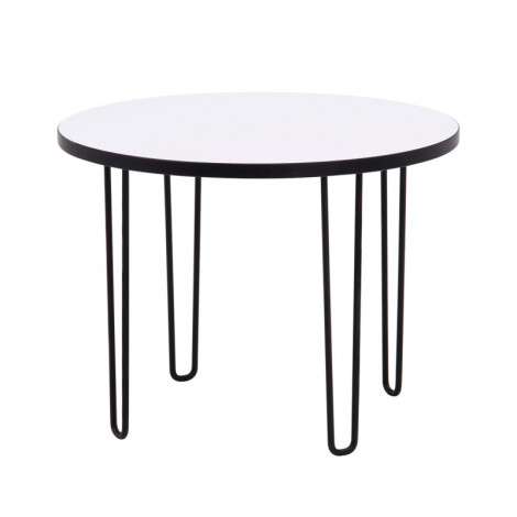Table basse ronde D. 60 cm décor blanc pieds métal noir - LINDY|Table Basse|Meuble et moi