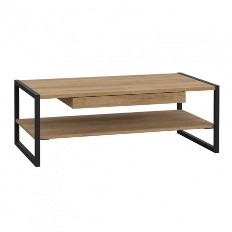 Table basse 110 cm décor bois chêne et pieds métal noir mat - MODE|Table Basse|Meuble et moi
