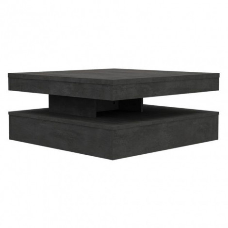 Table basse carrée plateau rotatif décor béton gris anthracite – WILLO|Table Basse|Meuble et moi