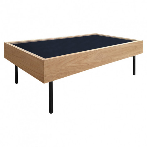 Table basse placage chêne et plateau en verre noir - GOU 6724|Table Basse|Meuble et moi