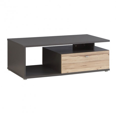 Table basse 120 cm 2 tiroirs décor chêne clair et gris - MARBELLA|Table Basse|Meuble et moi