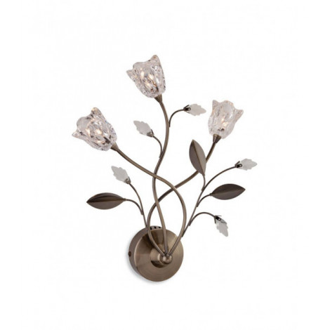 Applique 3 ampoules Cindy, laiton antique et verre|Appliques murales|Luminaire Center