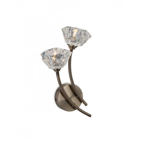 Applique 2 ampoules Clara, laiton antique et verre|Appliques murales|Luminaire Center