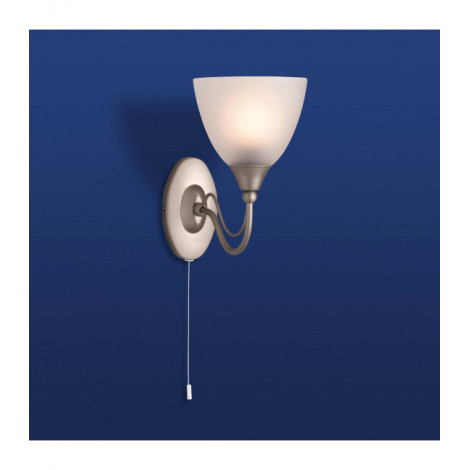 Applique 1 ampoule Santana, acier satiné et verre acide|Appliques murales|Luminaire Center