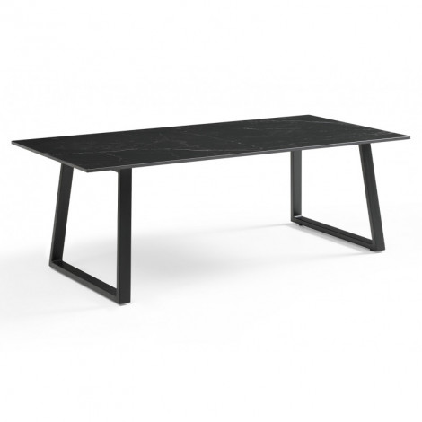 Table basse 120x60 cm céramique noir marbré pieds luge - INDIANA 02|Table Basse|Meuble et moi