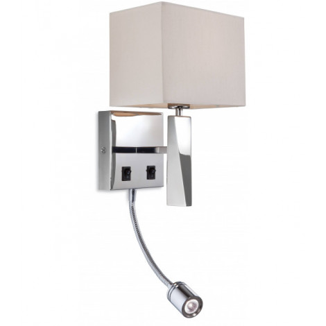 Applique Mansion avec liseuse, abat-jour crème|Appliques murales|Luminaire Center