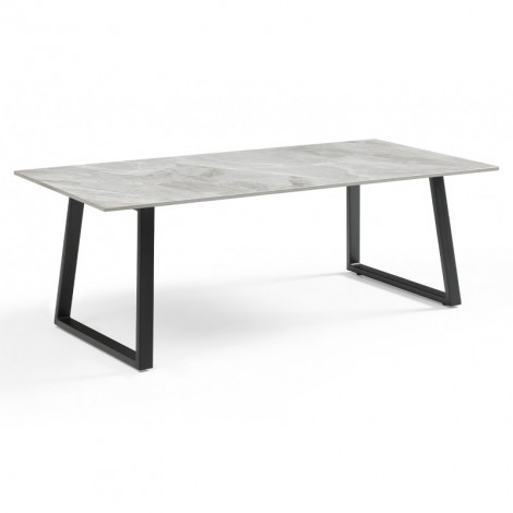 Table basse 120x60 cm céramique gris marbré laqué pieds luge - DAKOTA 02|Table Basse|Meuble et moi