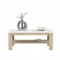 Table basse 110 cm blanc laqué et pieds décor bois clair - ALEXIANE|Table Basse|Meuble et moi