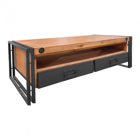Table basse style industriel 2 tiroirs et niche - WORKSHOP|Table Basse|Meuble et moi