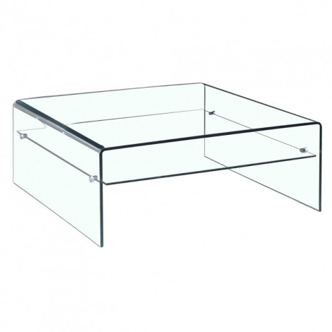 Table basse carrée 100 cm en verre trempé avec étagère vitrée - ICE|Table Basse|Meuble et moi