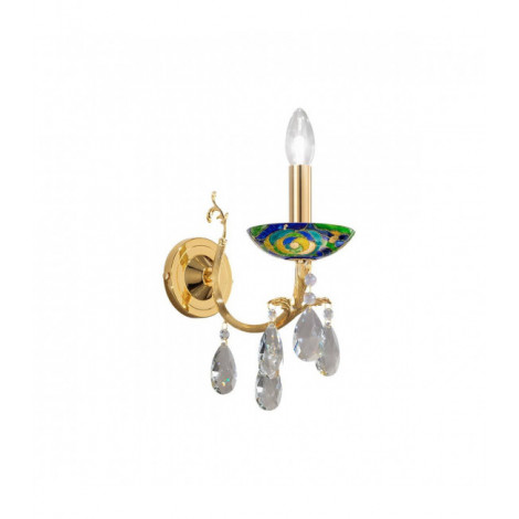Applique murale en cristal VICTORIA 2 Or 24 Carats 1 ampoule Bleu Aqua|Appliques murales|Luminaire Center