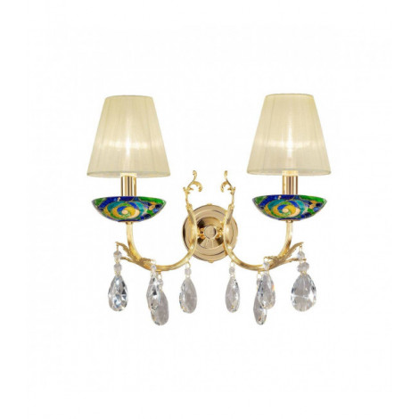 Applique murale en cristal VICTORIA 2 Or 24 Carats 2 ampoules Bleu Aqua|Appliques murales|Luminaire Center