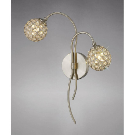 Applique murale Apollo 2 Ampoules nickel satiné/cristal|Appliques murales|Luminaire Center