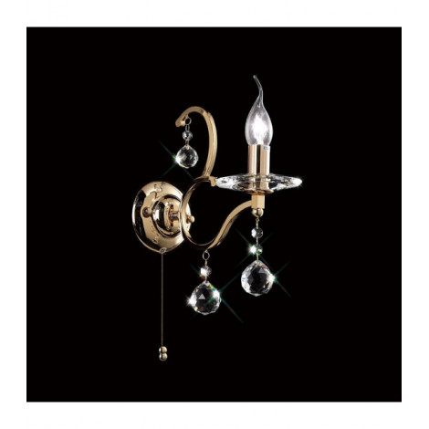 Applique murale Zinta avec interrupteur 1 Ampoule doré/cristal|Appliques murales|Luminaire Center