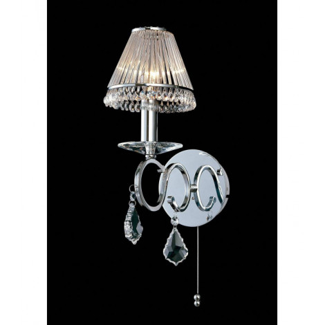 Applique murale Torino avec interrupteur 1 Ampoule chrome poli/cristal|Appliques murales|Luminaire Center